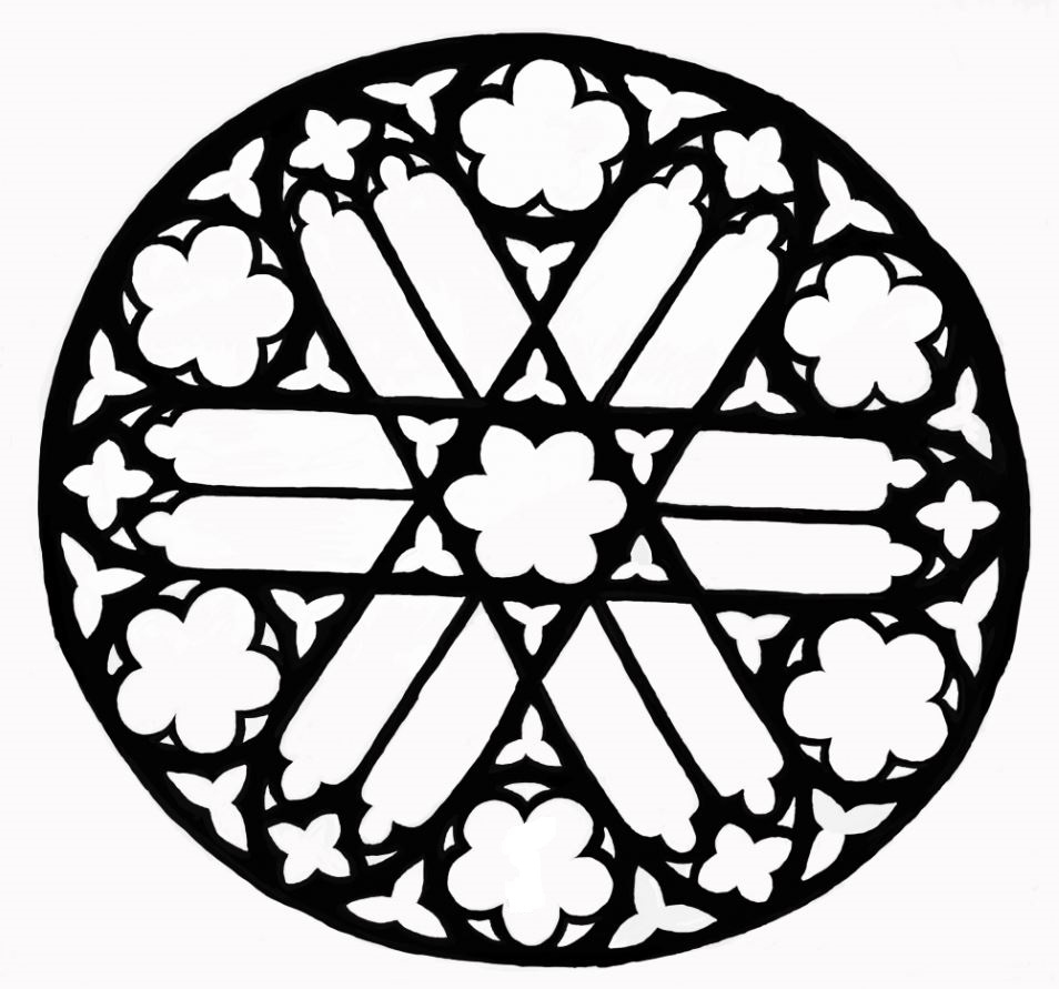 Zlatá Koruna, rozeta, rose window, rozette