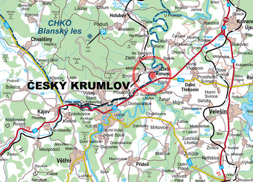 Mapka okolí a Zlaté Koruny