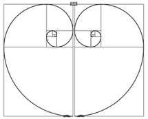 Symbol srdce. Fibonacciho spirály.
