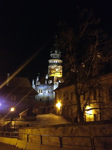 Český Krumlov - osvětlená renesanční věž